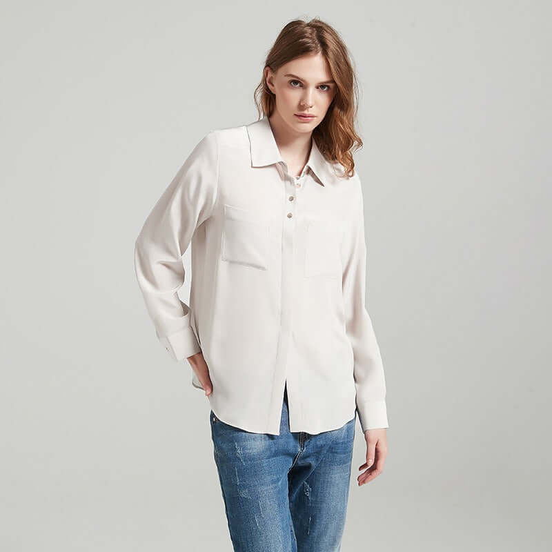 Button-Up Silk Shirt & Blouse