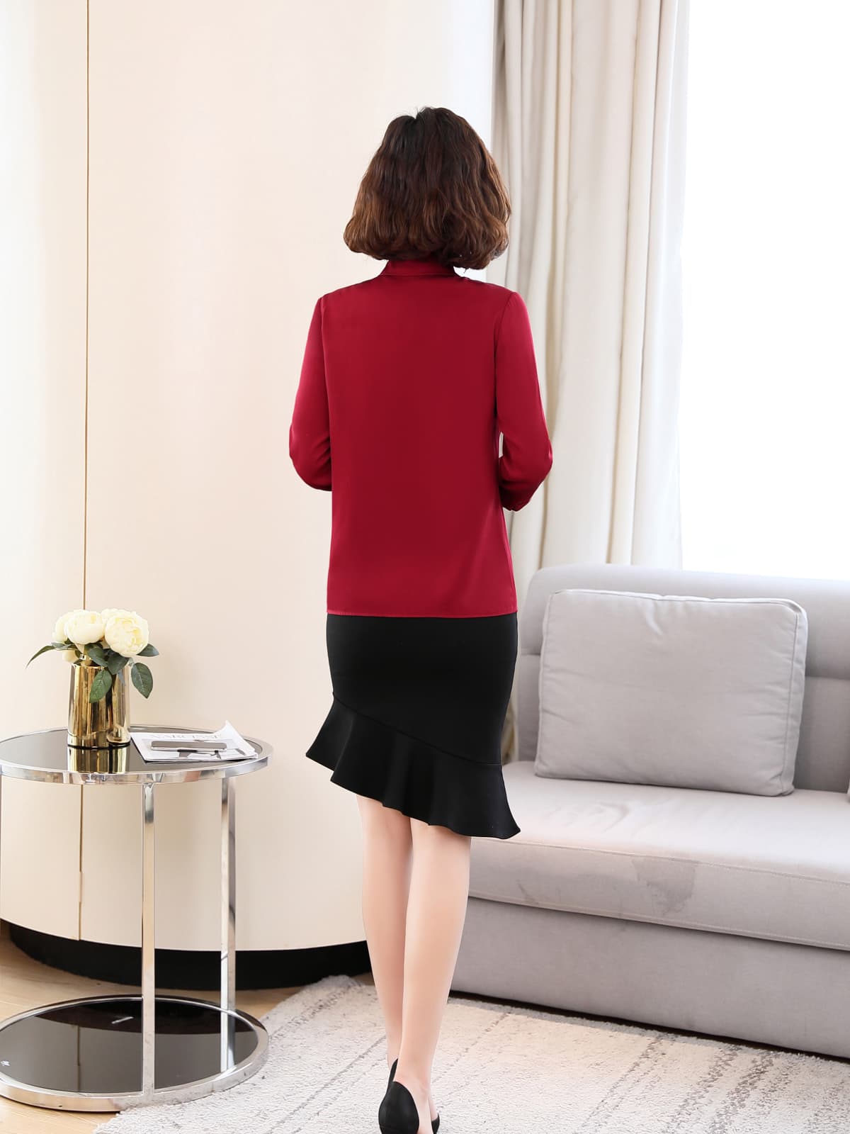 Minimalist Silk Women's Blouse-For Office Casual