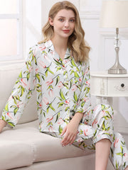 Women's Cozy Floral Silk Pajamas Set
