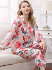 Women's Cozy Floral Silk Pajamas Set