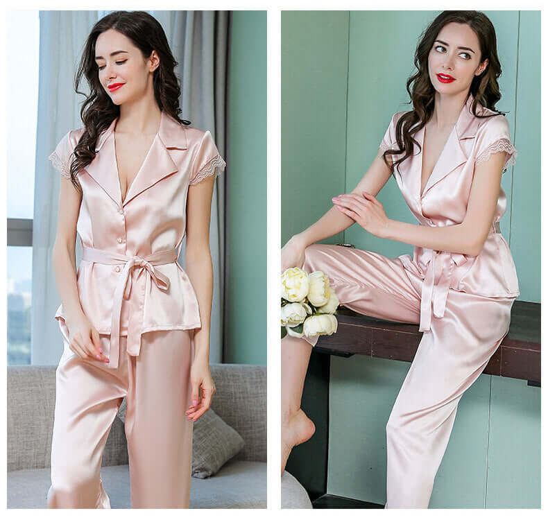 Short-sleeved Ribbon Loungewear