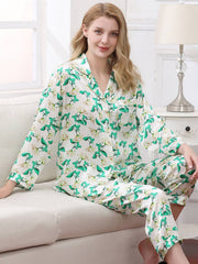 Women's Cozy Floral Silk Pajamas Set
