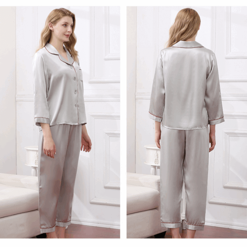 Long-sleeved Pure Silk Pajama Set