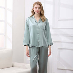 Long-sleeved Pure Silk Pajama Set