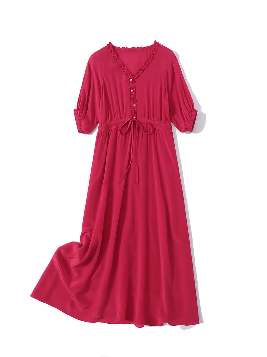 Red Mulberry Silk Dress - SILKSER