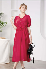 Red Mulberry Silk Dress - SILKSER