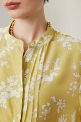 Round Neck Floral Silk Blouse - SILKSER