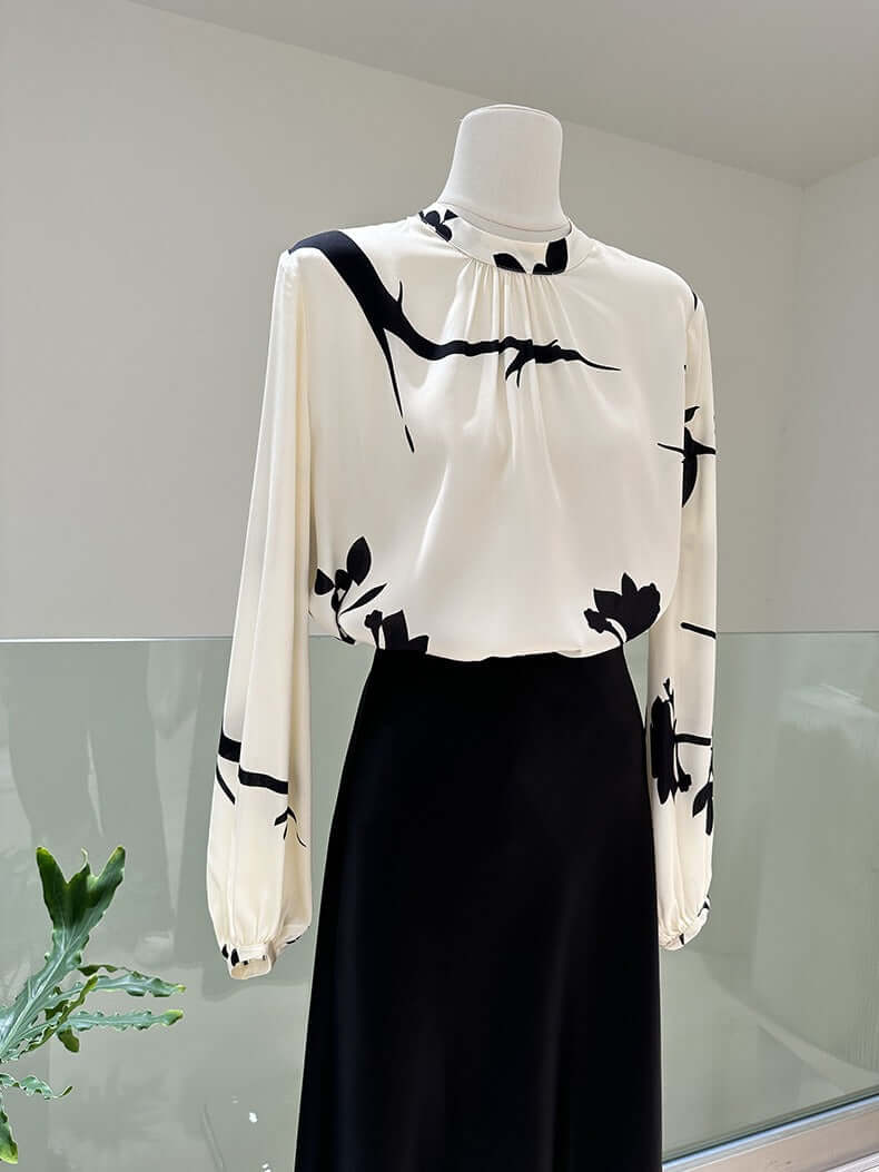 Round Neck Office Lady Silk Blouse - SILKSER