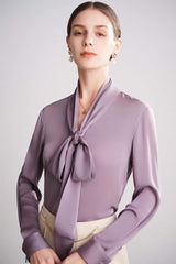 Scarf - collar Ribbon Silk Blouse - SILKSER