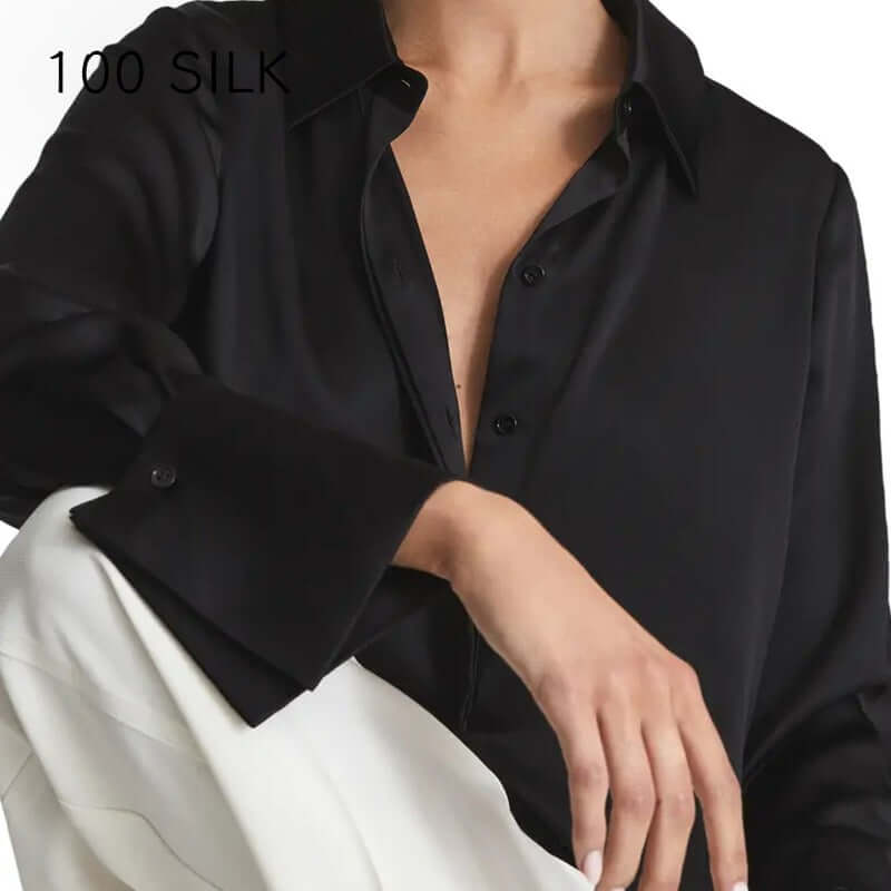 Loose-fit Button-Up Silk Blouse