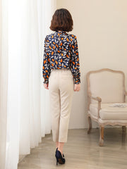 Vintage Floral Mulberry Silk Blouse for Women