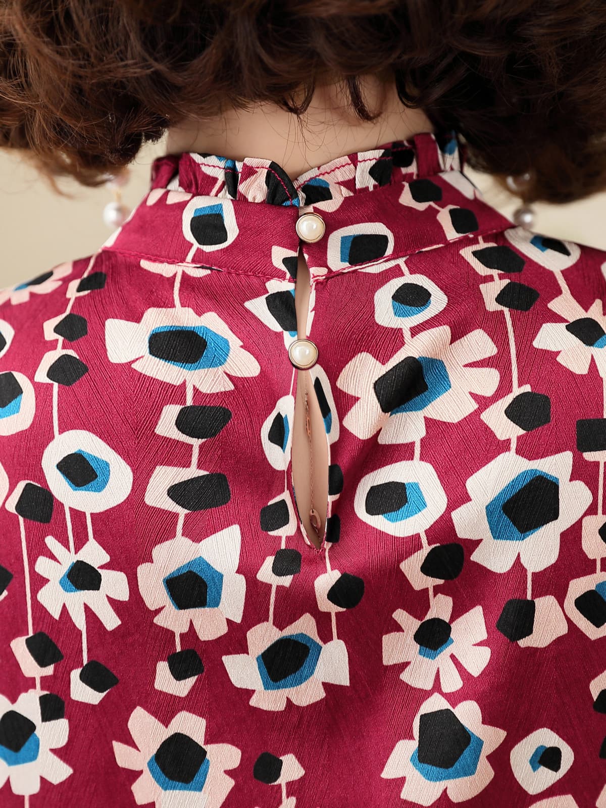 Vintage Floral Mulberry Silk Blouse for Women