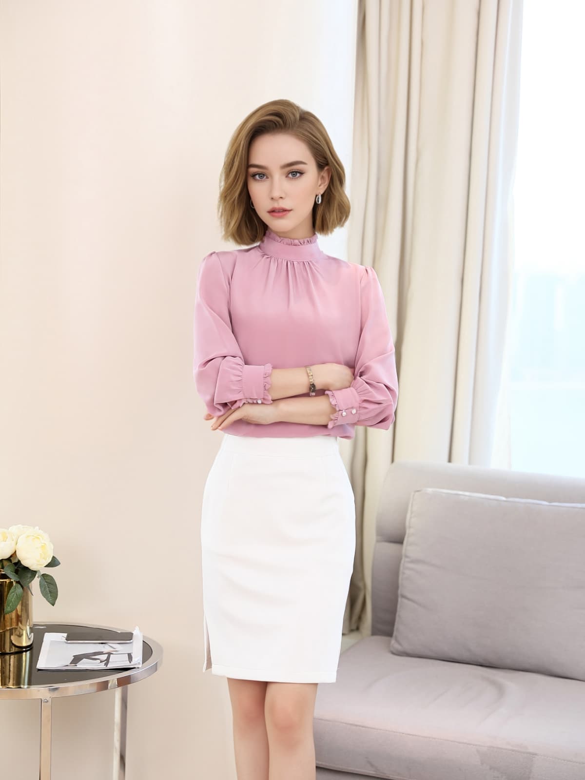 Elegant Lace Collar Blouse for Women