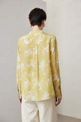 women round neck floral silk blouse/shirt