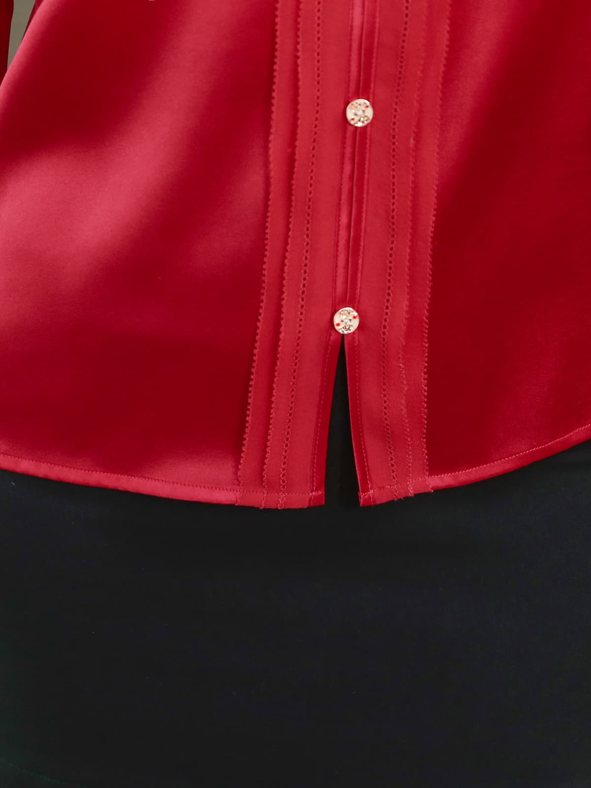 Chic Polo Collar Silk Blouse-details-SILKSER