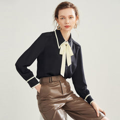 Chic Bow Tie Silk Blouse