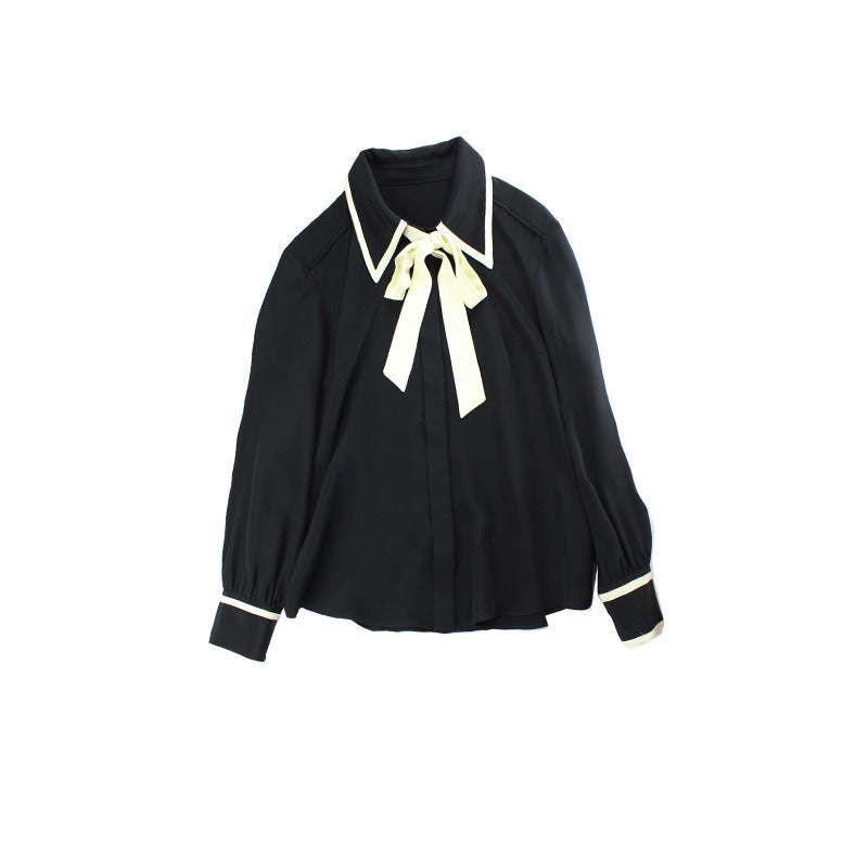 Chic Bow Tie Silk Blouse