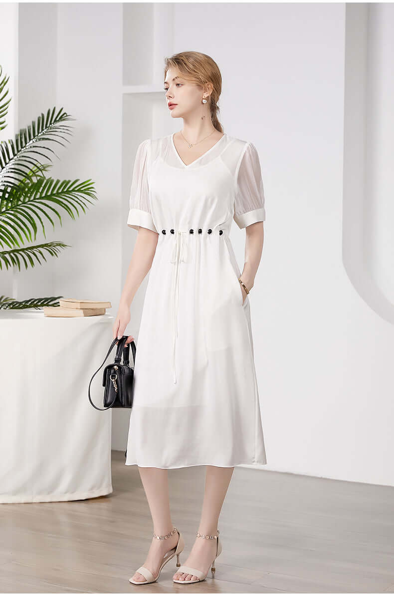 2024 fashion Silk Dress summer Dress Party Dress Dress to work white dress