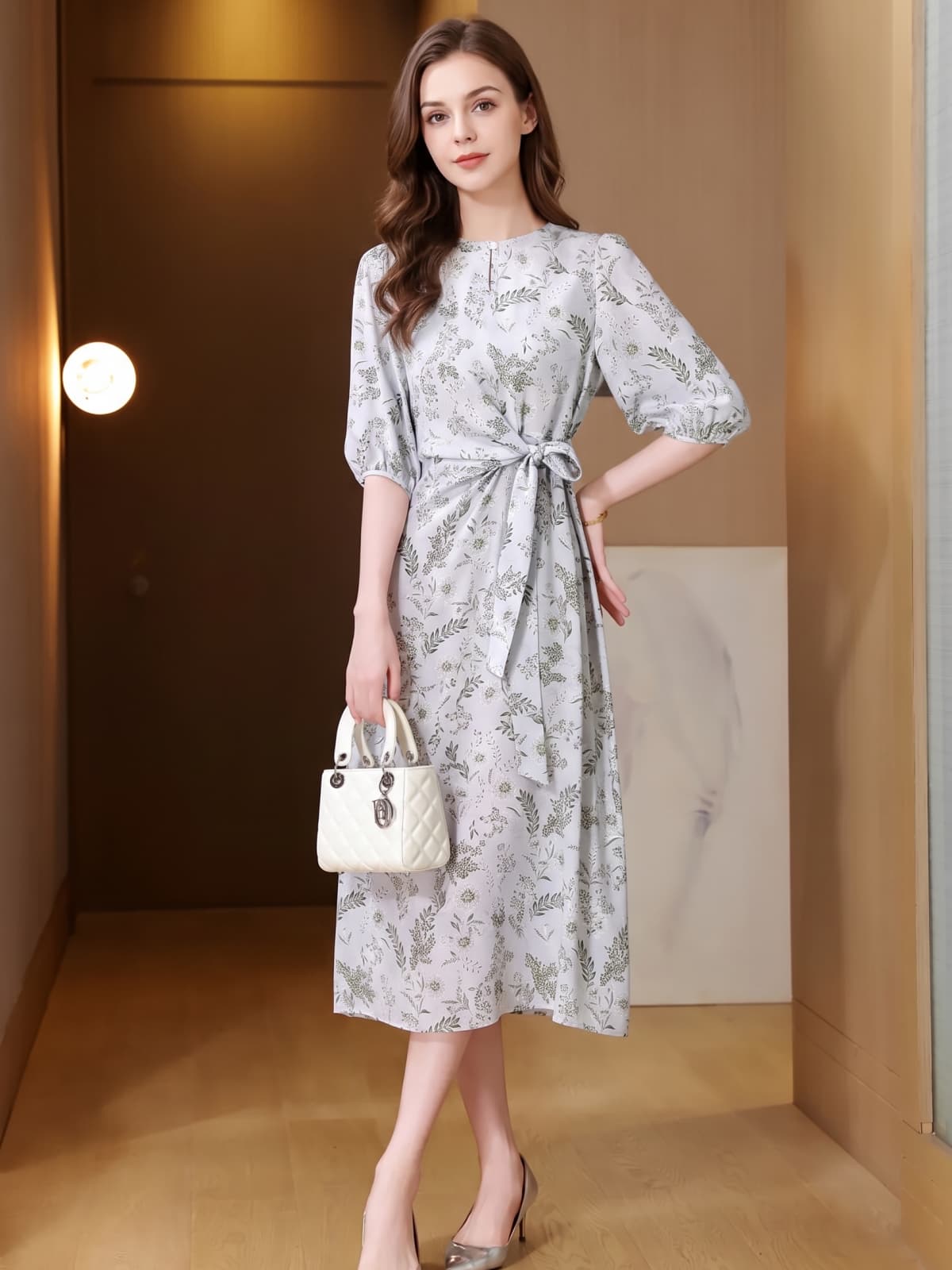 French Round Neck Mulberry Silk Dress