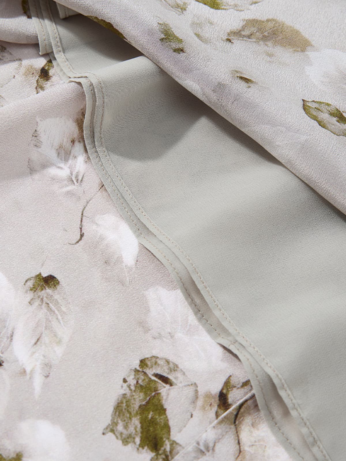 V-Neck Floral Mulberry Silk Midi Dress