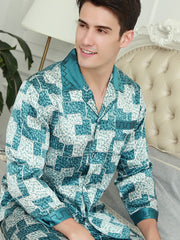 Men's Silk Pajamas Stylish Short-Sleeve Printed