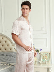 Men's Silk Pajamas Stylish Short-Sleeve Printed
