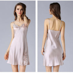 Silkser Summer Strap Lace Silk Nightdress/Nightgown