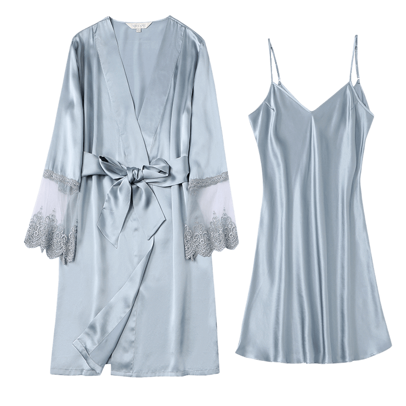 Silkser Lace Two-piece Set Silk Nightgown Nightdress