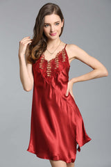 Silkser Strap Lace Silk Nightdress/Nightgown