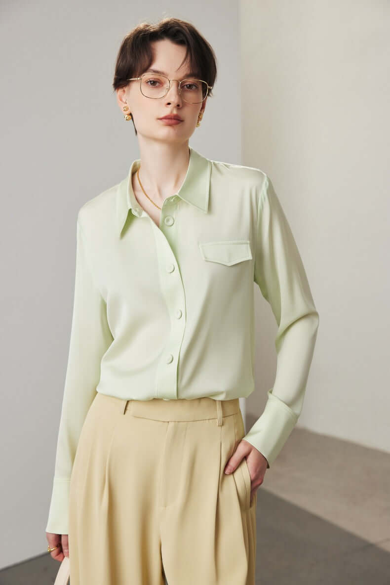 Silkser women turn-down collar silk blouse/shirt