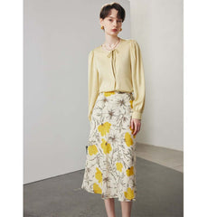 Silkser summer A-line floral silk skirt/dress