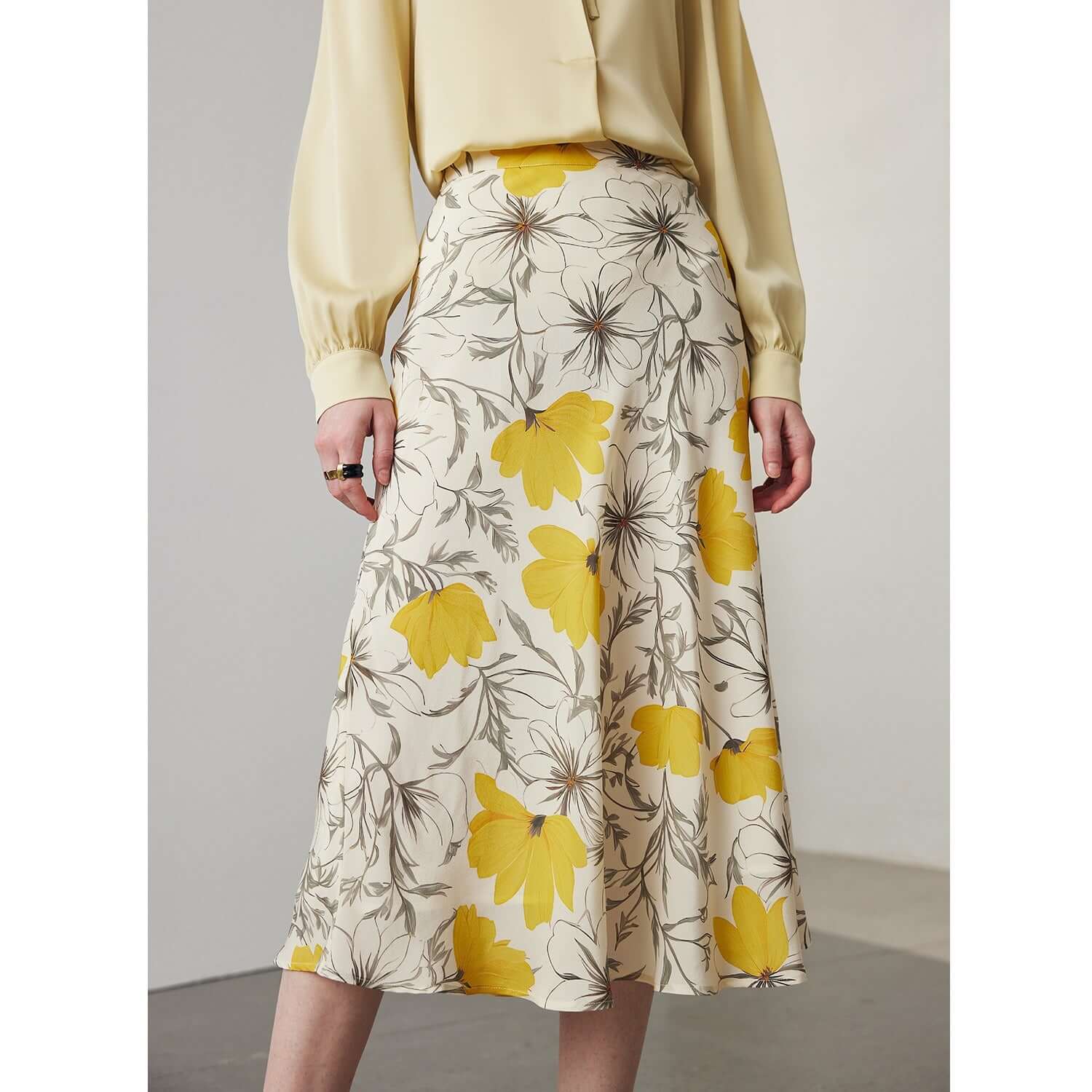 Silkser summer A-line floral silk skirt/dress