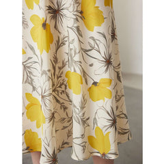 Silkser summer A-line floral silk skirt/dress