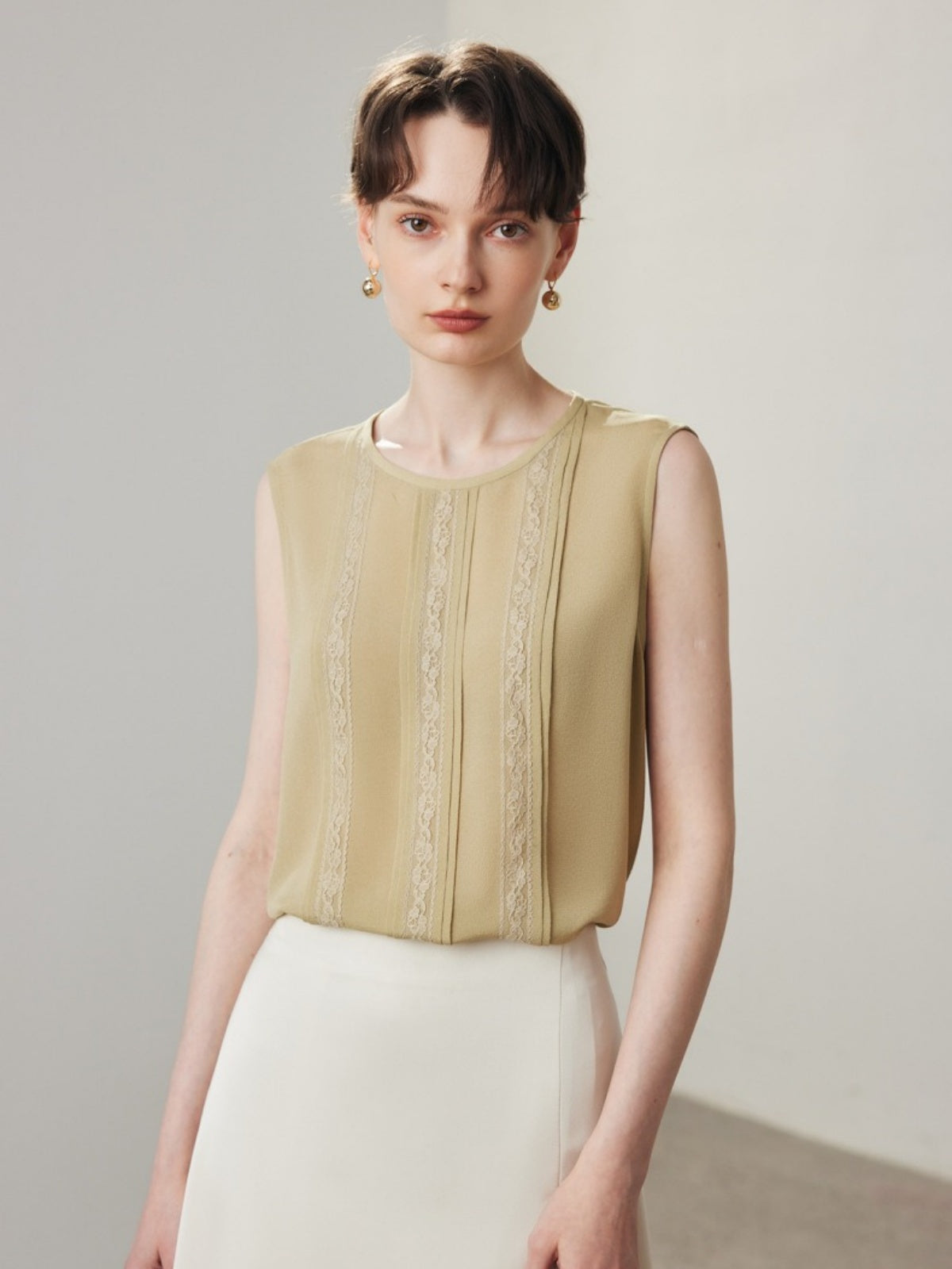 Lace Pullover Silk Tank Top
