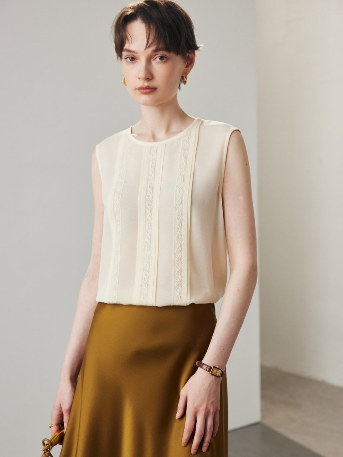 Lace Pullover Silk Tank Top