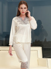 Women's Lace Silk Pajamas Set Luxurious Nightwear