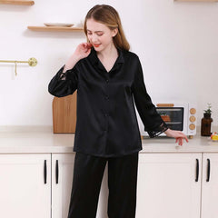 Women Lace Mulberry Silk Pajama Set Nightwear