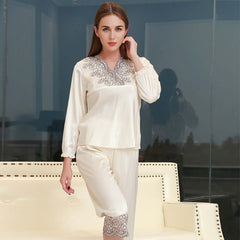 Women's Lace Silk Pajama Set Luxurious Nightwear