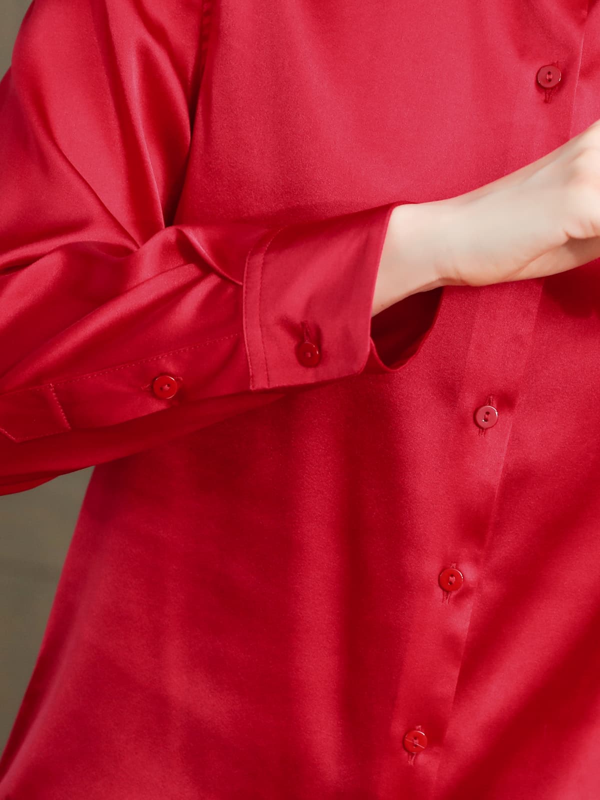 Refined Solid - Color Silk Blouse-sleeves-SILKSER