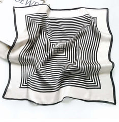 Strips Printed Square Silk Scarf - SILKSER