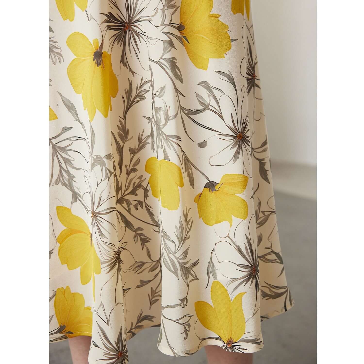 Summer A - line Floral Silk Skirt - SILKSER