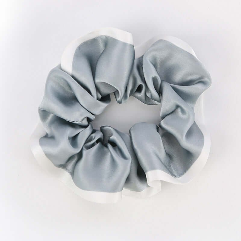 White - trimmed Silk Scrunchy - SILKSER