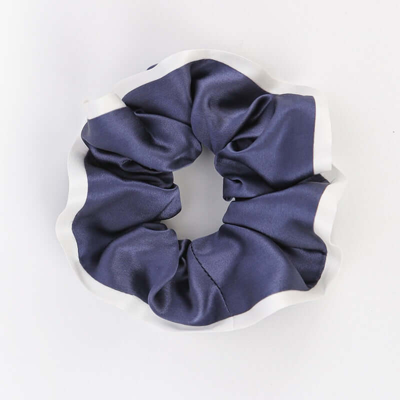 White - trimmed Silk Scrunchy - SILKSER