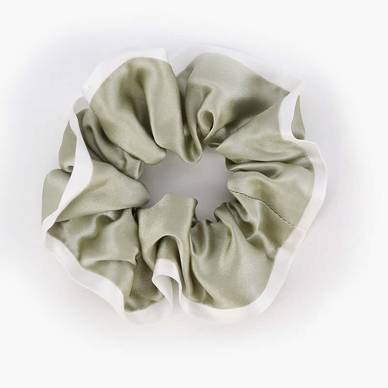 White - trimmed Silk Scrunchy - SILKSER