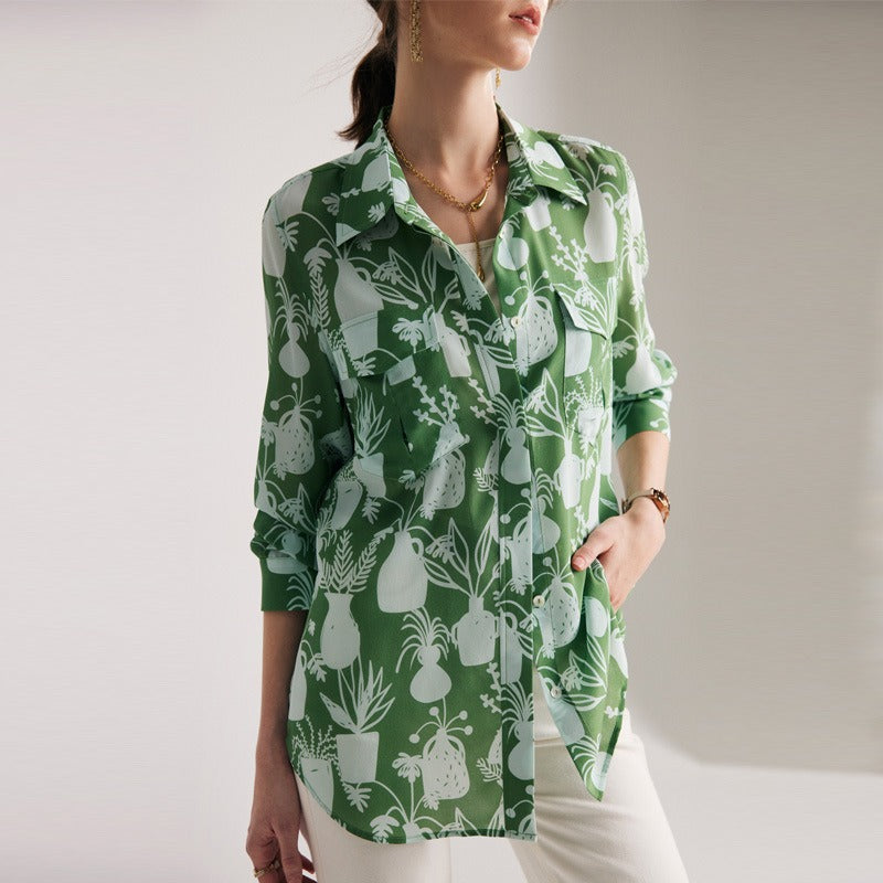 Floral Pure Women's Silk Blouse