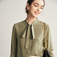 2025 Bow Tie Women's Silk Blouse