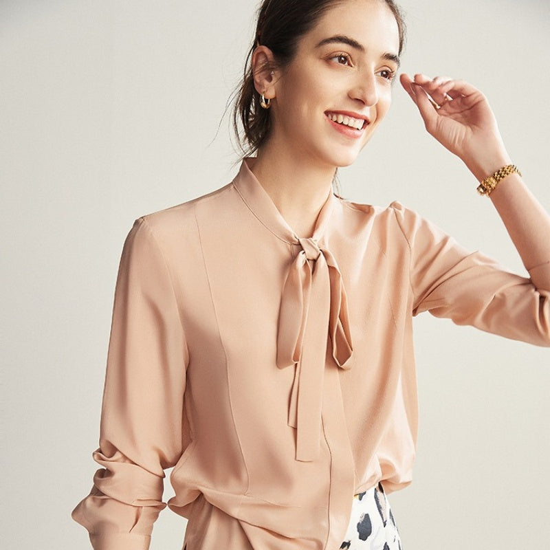 2025 Bow Tie Women's Silk Blouse