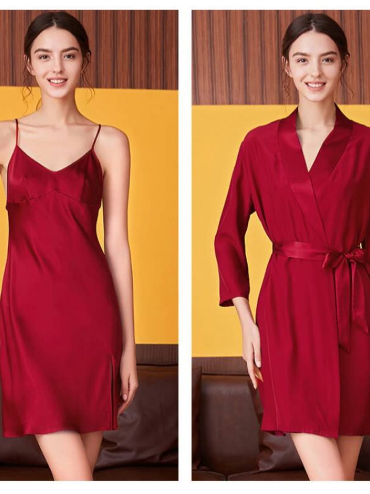 Pure Silk Nightgown Robe 2-piece Set