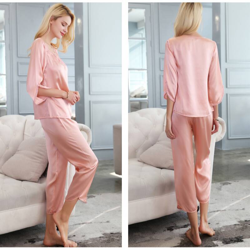 3/4 Sleeve Lace Women’s Silk Pajama Set