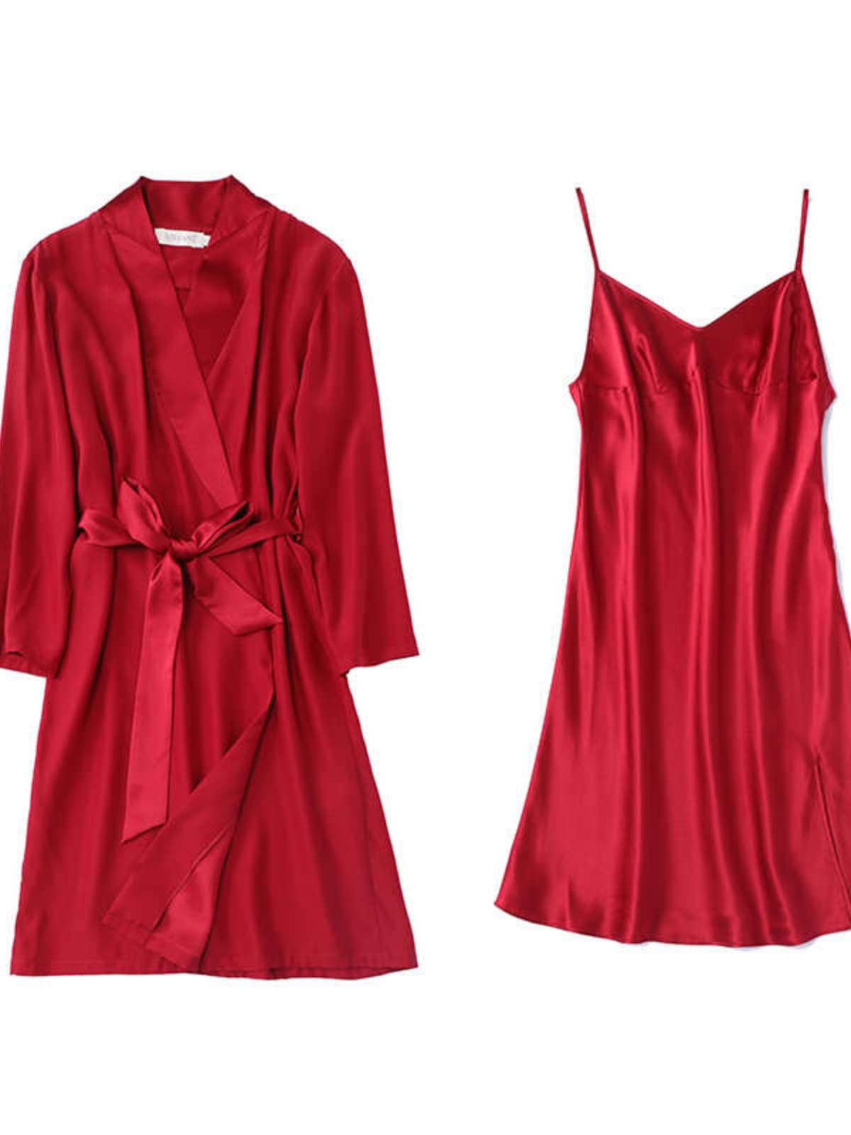 Pure Silk Nightgown Robe 2-piece Set